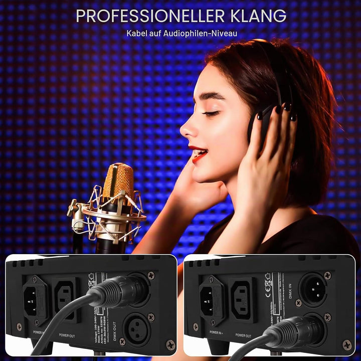 4Pack Dmx Kabel 3m, 3 Pin XLR Kabel Set, XLR-Stecker auf Buchse, XLR Mikrofonkabel, Balanciert DMX K