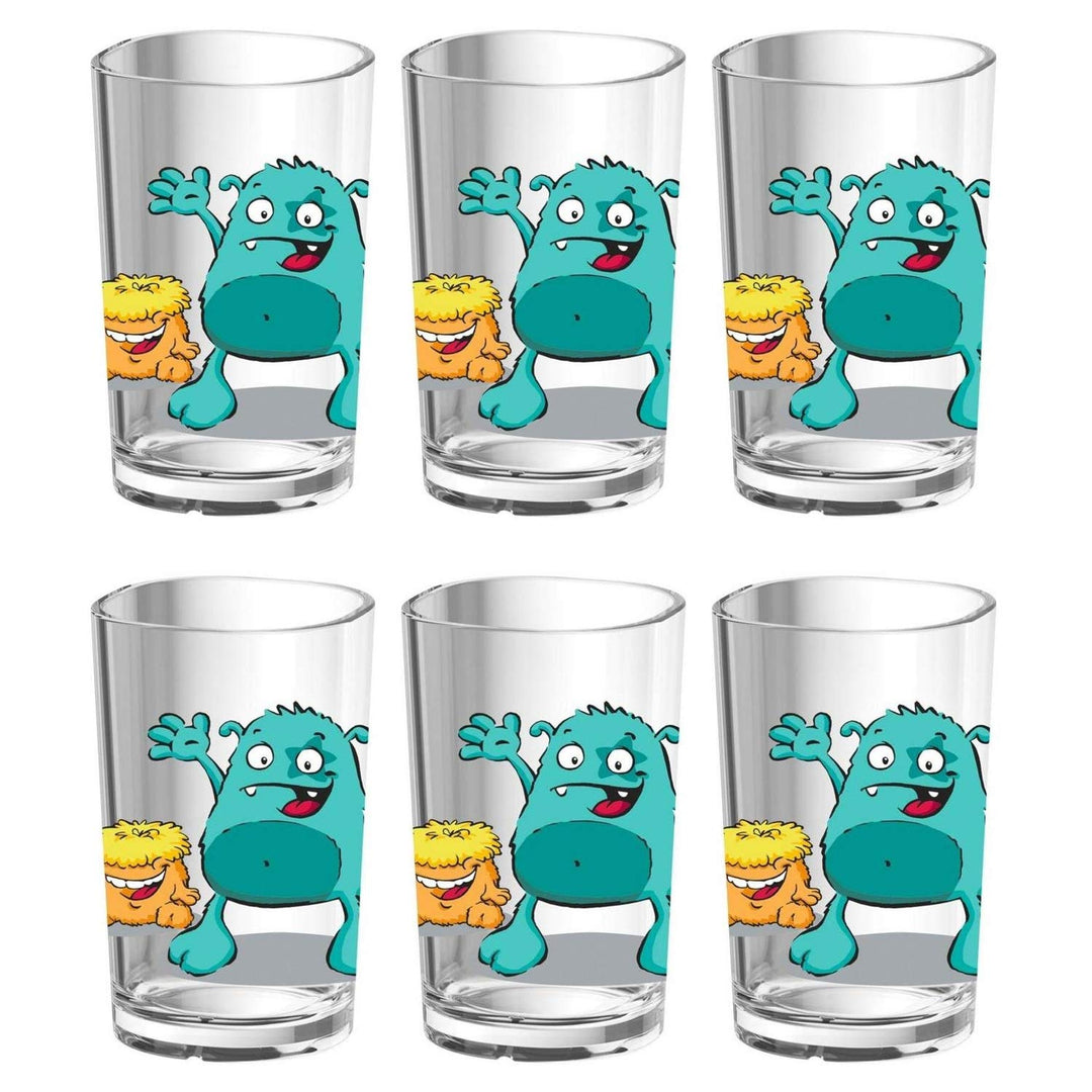 Emsa 6er Set Kids Kinderglas Kinderbecher TrinkbecherTürkis/Monstert, 0,2 L
