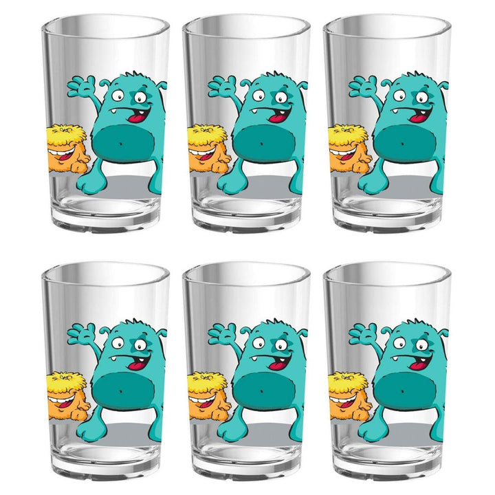 Emsa 6er Set Kids Kinderglas Kinderbecher TrinkbecherTürkis/Monstert, 0,2 L