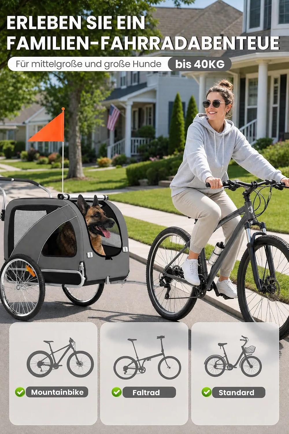 Hundeanhänger 2-in-1 für Fahrrad &amp; Jogger Grey