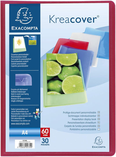 Exacompta 5739E 12er Pack Sichtmappe KeaCover aus Kunststoff DIN A4 mit 30 Klarsichthüllen, 60 Sicht