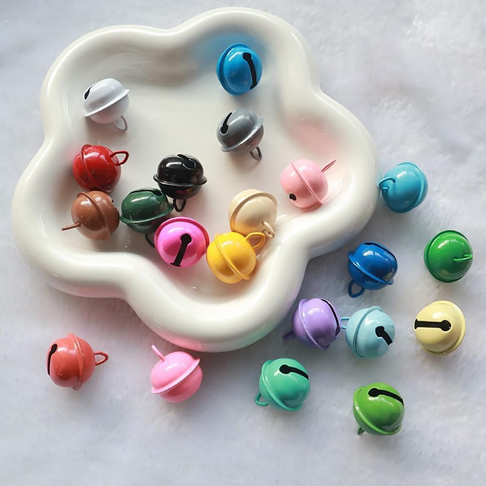 50 Stück Glöckchen zum Basteln 22mm Metallglöckchen Bunt Glocken Schellen mit Ösen Glöckchen Bastelg
