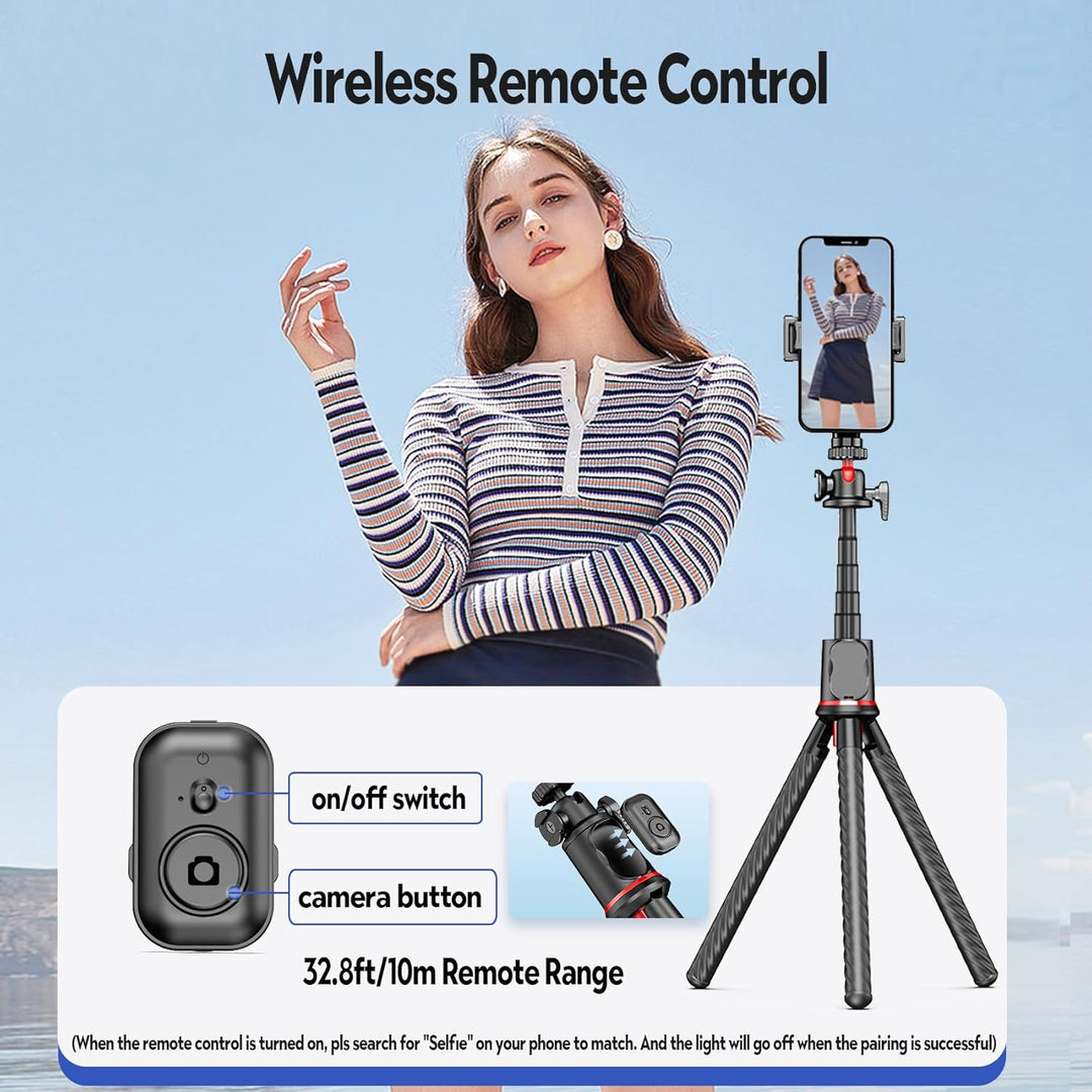 Fotopro Handy Stativ, Mini Flexibles ausziehbares Stativ Stand mit Verlängerungsstange Kompatibel mi