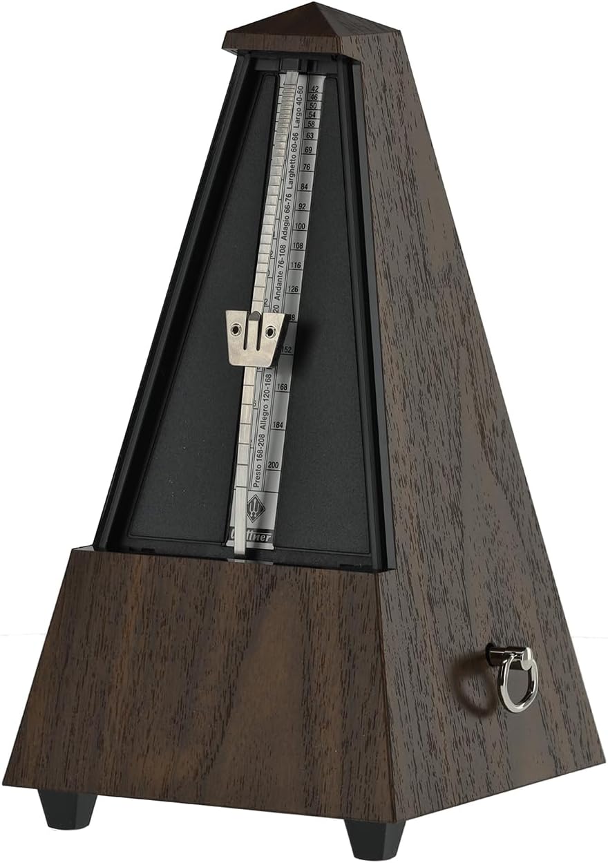 Wittner Metronom 845131 Kunststoffgehäuse ohne Glocke Taktell Pyramidenform Nussbaum-Maserung Nussba
