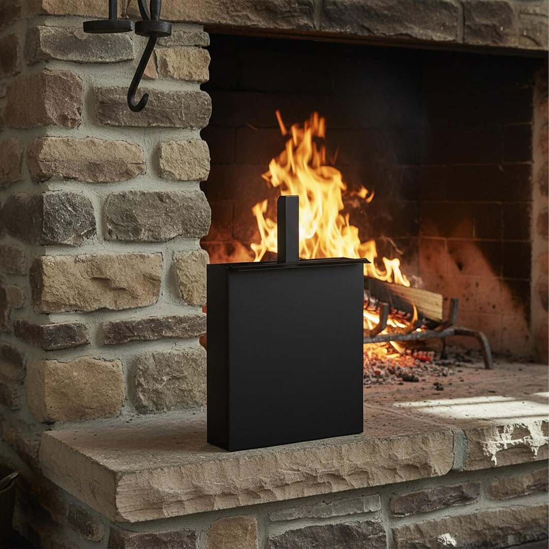 Relaxdays Ascheeimer mit Schaufel, Aschebehälter für Kamin, Grill, Ofen, Aschekasten, Ascheschaufel