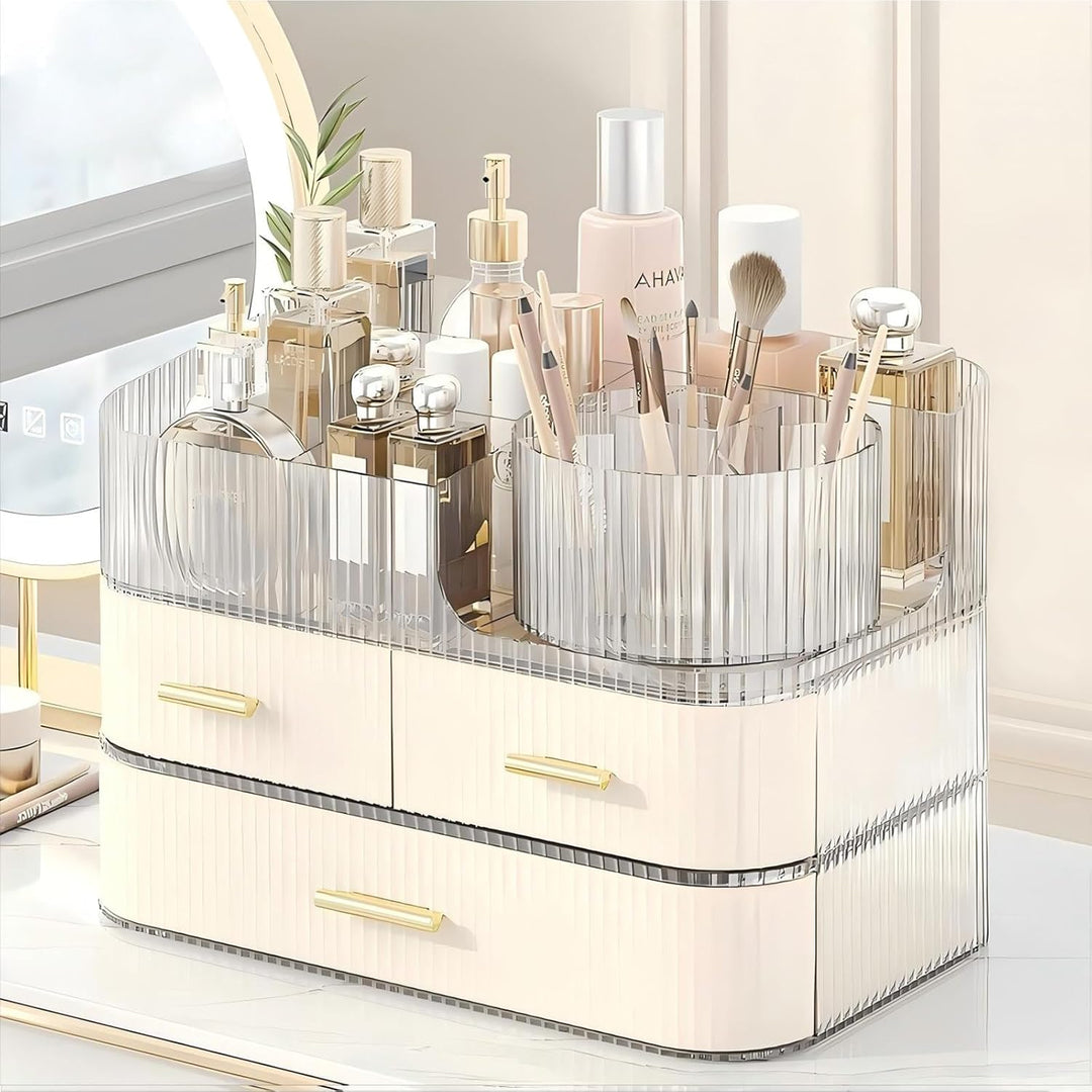 DASITON Make Up Kosmetik Organizer, 360° Drehbar Make Up Pinsel Organizer, Grosser Kosmetik Aufbewah