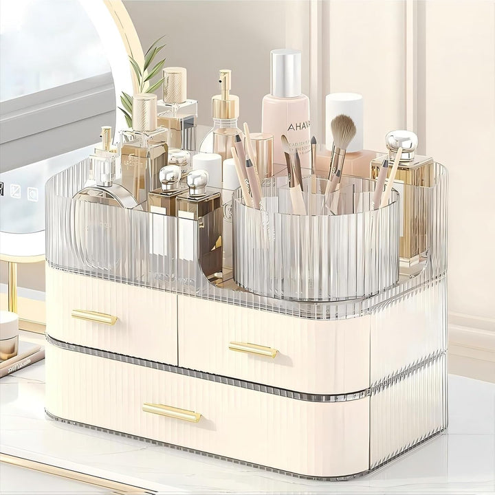 DASITON Make Up Kosmetik Organizer, 360° Drehbar Make Up Pinsel Organizer, Grosser Kosmetik Aufbewah