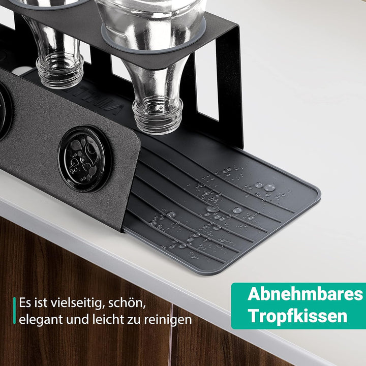 vinlley Flaschenhalter für Sodastream 3er Abtropfhalter mit Herausnehmbare Abtropfwanne und Deckelha