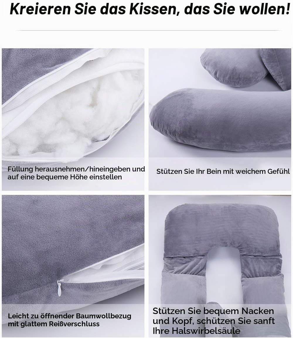 AS AWESLING 153 cm Ganzkörperkissen | Stillkissen, Schwangerschaftskissen, extra grosses U-förmiges