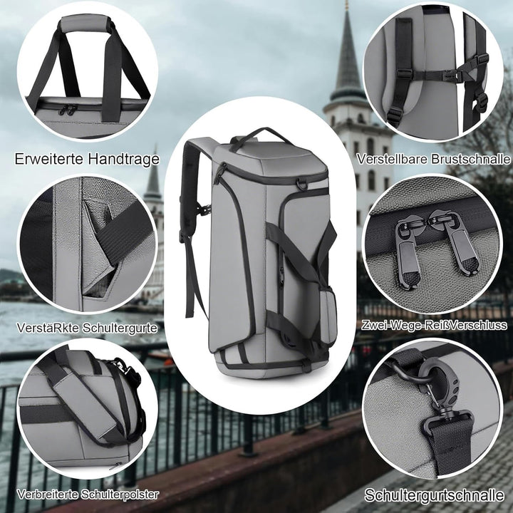40L Sporttasche Herren Reisetasche Rucksack mit Schuhfach Nassfach Wasserdicht Trainingstasche Trave