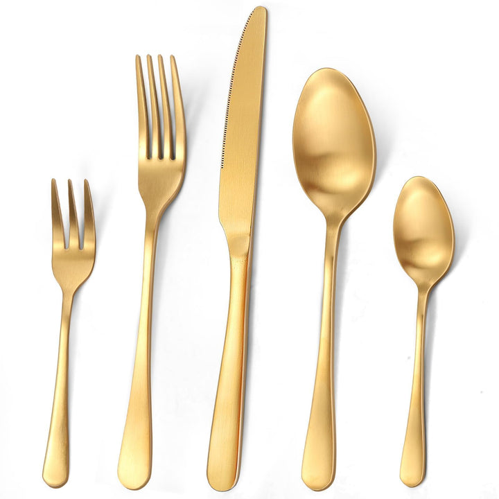 Besteck Set für 6 Personen Goldenes,30 teilig Titanium Gold Essbesteck Set inkl. Messer,Gabel,Löffel