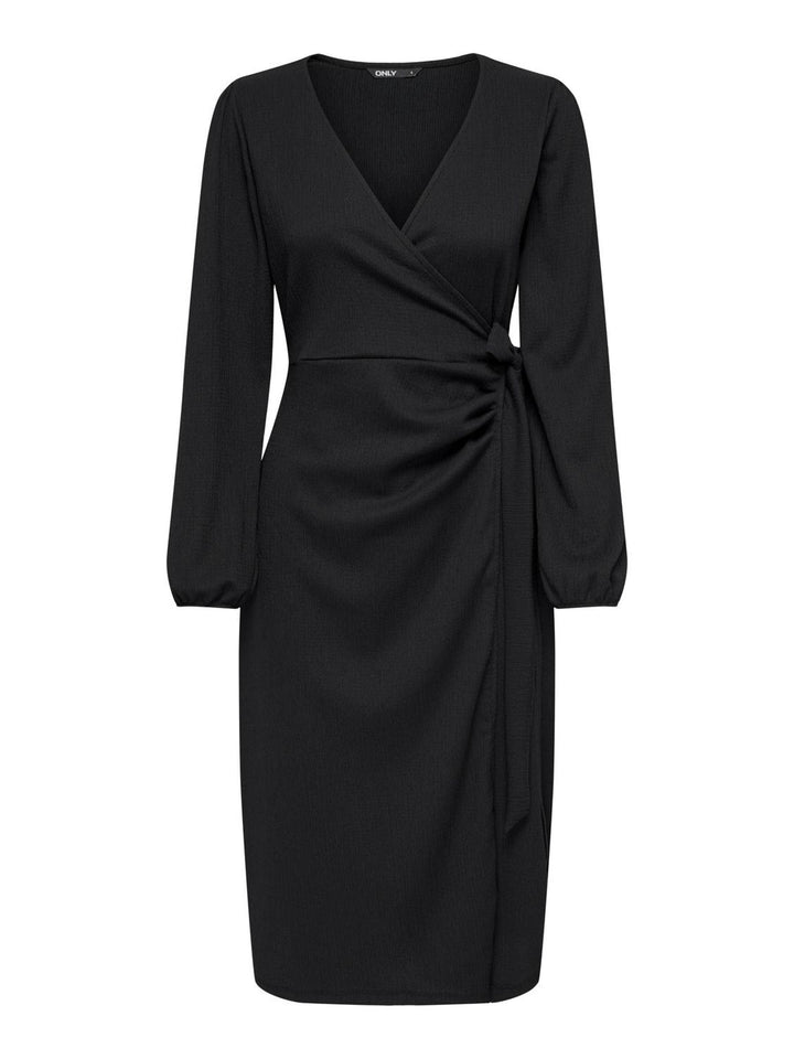 ONLY Damen Onlmerle L/S Wrap Midi Dress Jrs XXS Schwarz, XXS Schwarz