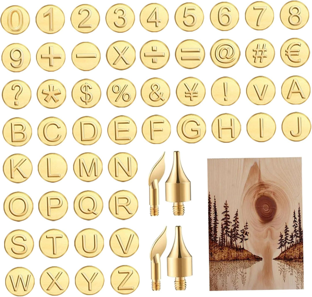 Holzbrennbuchstaben, 56 Stück/Set, Brandmalerei, Holzbrennwerkzeug-Set, Brennspitze, Holzbrennwerkze