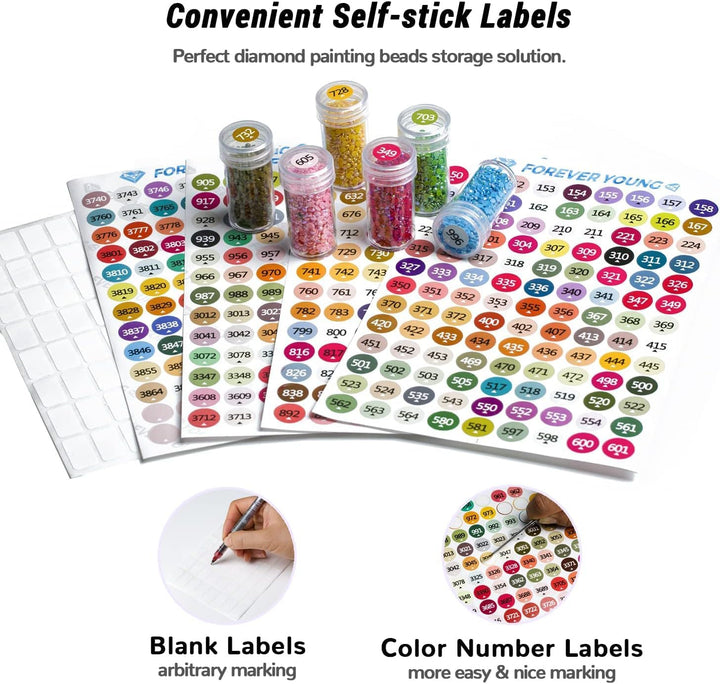 Diamond Painting Aufbewahrungsbox, 1 Set mit 60 Gläsern, Diamond Painting Zubehör Boxen, 447 Farben