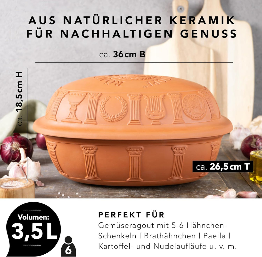 Römertopf Bräter Dampfgarer 40 Jahre Jubiläums-Edition 3,5 Liter, 34,0 x 26,0 x 19,0cm, Oval, Terrak