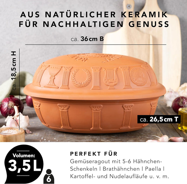 Römertopf Bräter Dampfgarer 40 Jahre Jubiläums-Edition 3,5 Liter, 34,0 x 26,0 x 19,0cm, Oval, Terrak