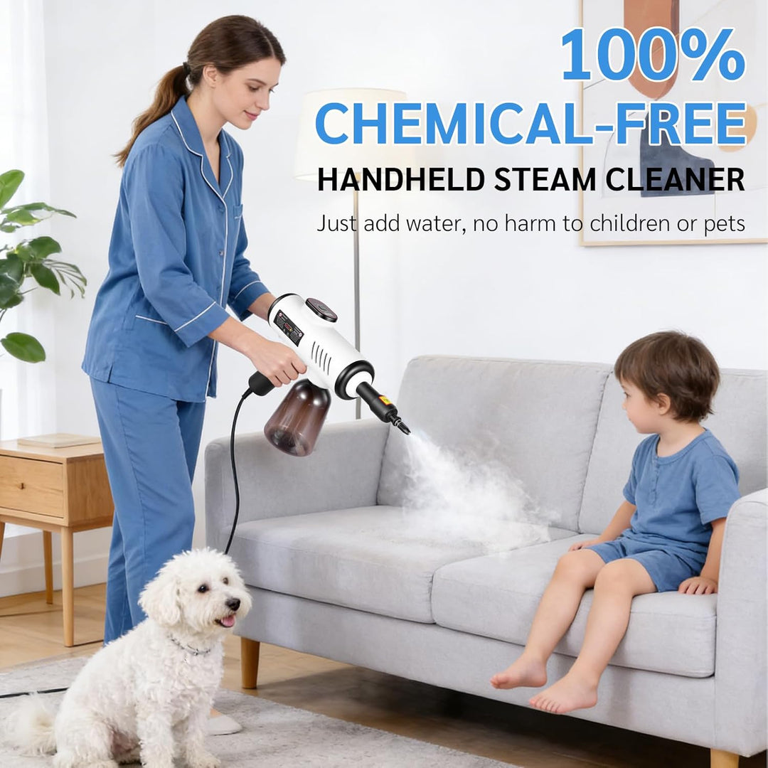 1500W Handdampfreiniger, 15 Sekunden Aufheizzeit, 3 Geschwindigkeitsstufen, 600ml Wassertank Steam C