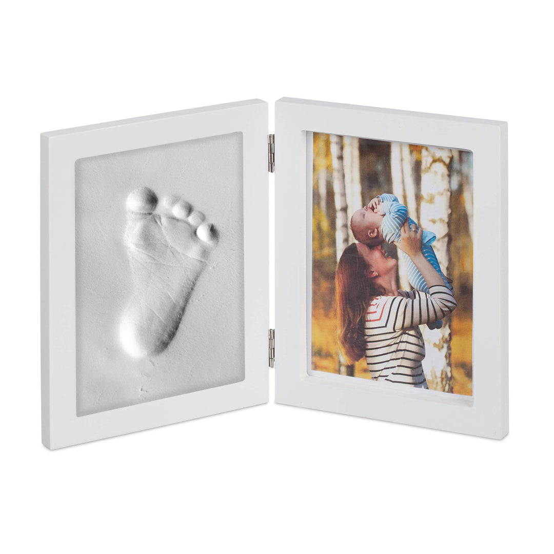 Relaxdays 4 x Babybilderrahmen mit Gipsabdruck, Set für Handabdruck oder Fussabdruck, DIY Babyabdruc