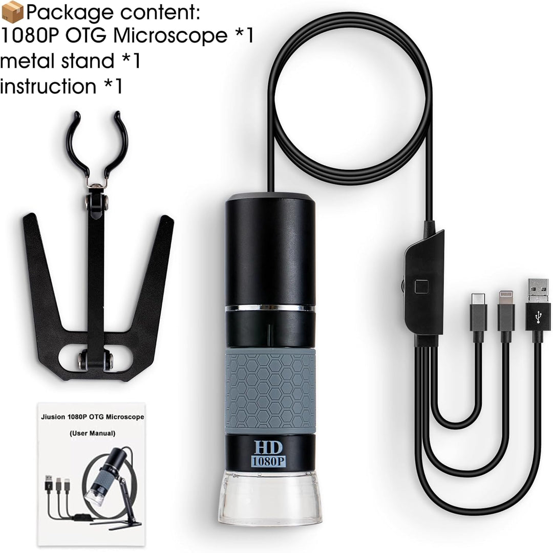 Jiusion 1080P USB Digitales Handheld Mikroskop, 50 bis 1000X Vergrösserung Endoskop Full HD 1920x108