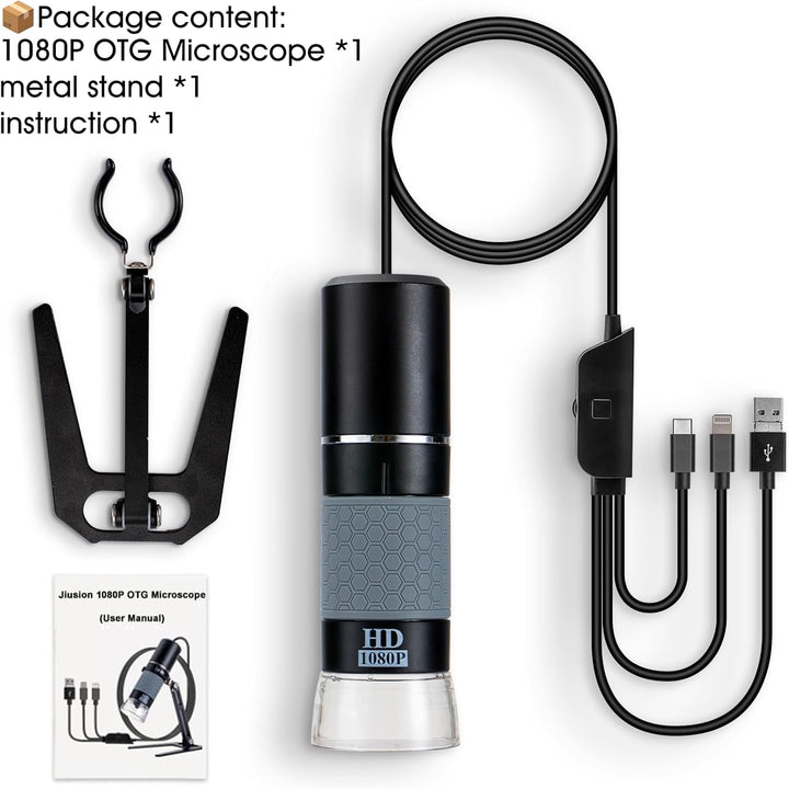 Jiusion 1080P USB Digitales Handheld Mikroskop, 50 bis 1000X Vergrösserung Endoskop Full HD 1920x108