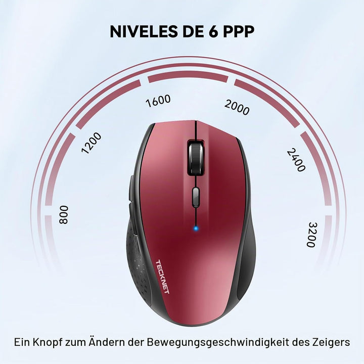 TECKNET Bluetooth-Maus, kabellose Maus 3200 DPI, Akkulaufzeit 24 Monate, Wireless Bluetooth 6 DPI-St