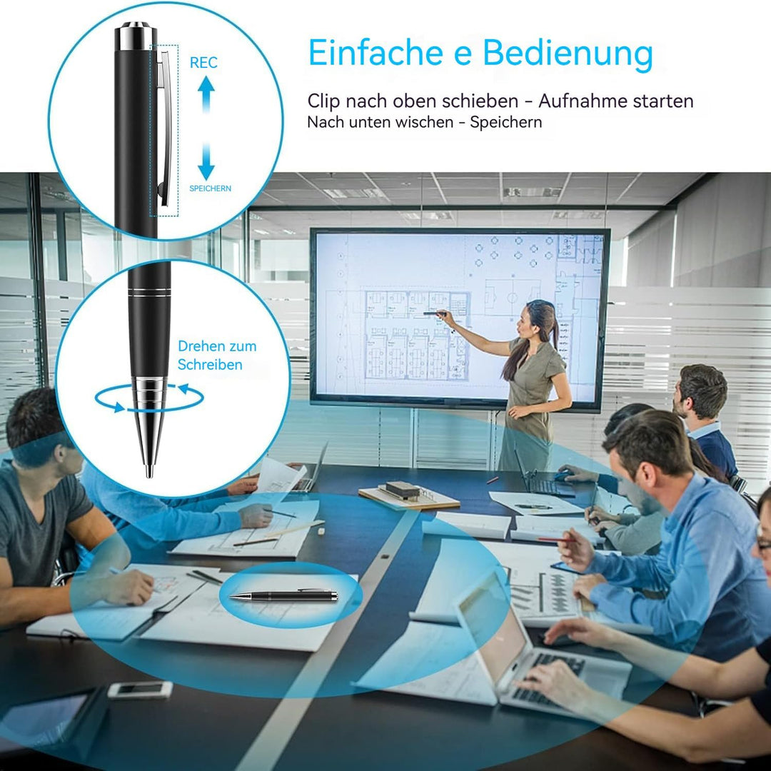 JUSTSTONE Digital Voice Recorder 100 GB, 1600 Stunden Aufnahmekapazität, 360° Surround-Aufnahme, One