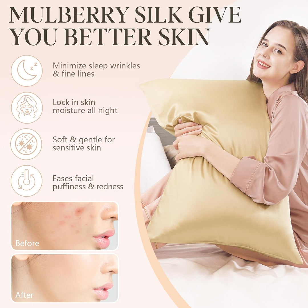Seidenkissenbezug Jaciu Silk Pillowcase 21 Momme beidseitiger Seidenkissenbezug Kissenbezug Versteck