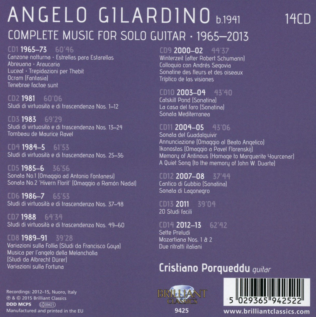 Complete Music for Solo Guitar 1965-2013, Audio-CD