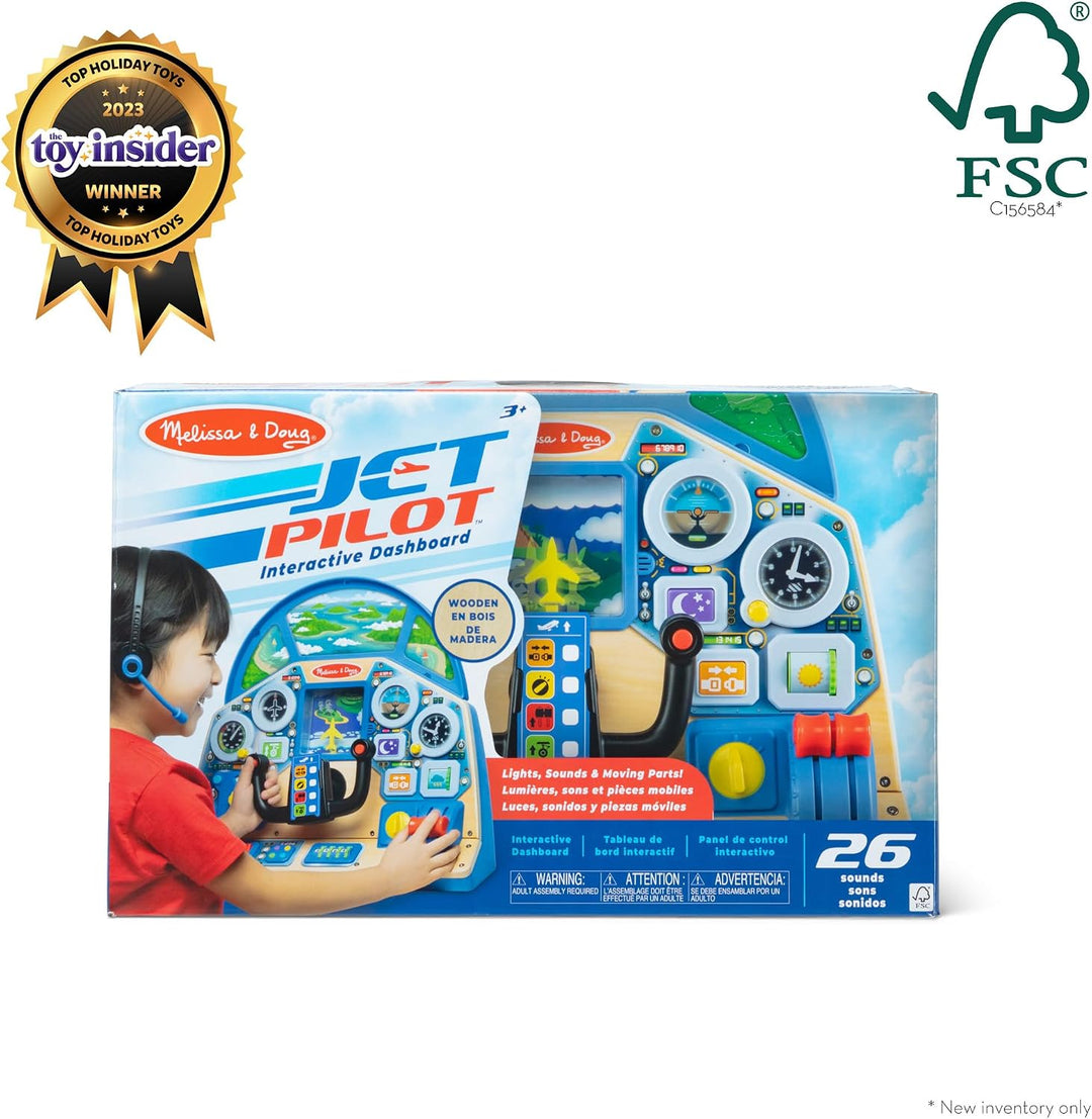 Melissa & Doug 32300 Interaktives Armaturenbrett für Jetpiloten Holzspielzeug für Jungen und Mädchen