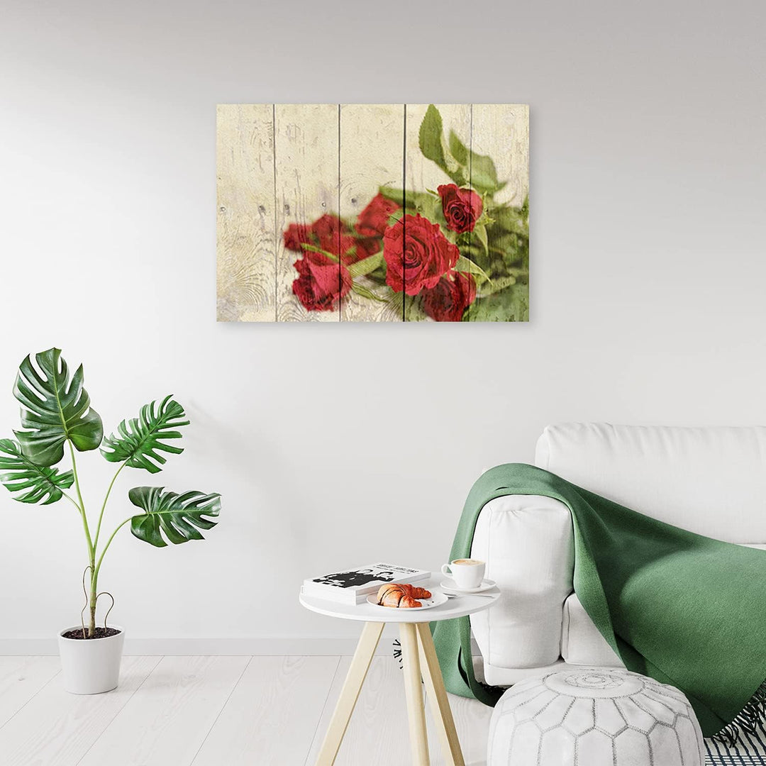Feeby Vlies Leinwandbild Rustikaler Shabby Chic 100x70 cm Wanddeko Design Kunstdruck Zimmerdeko Bild