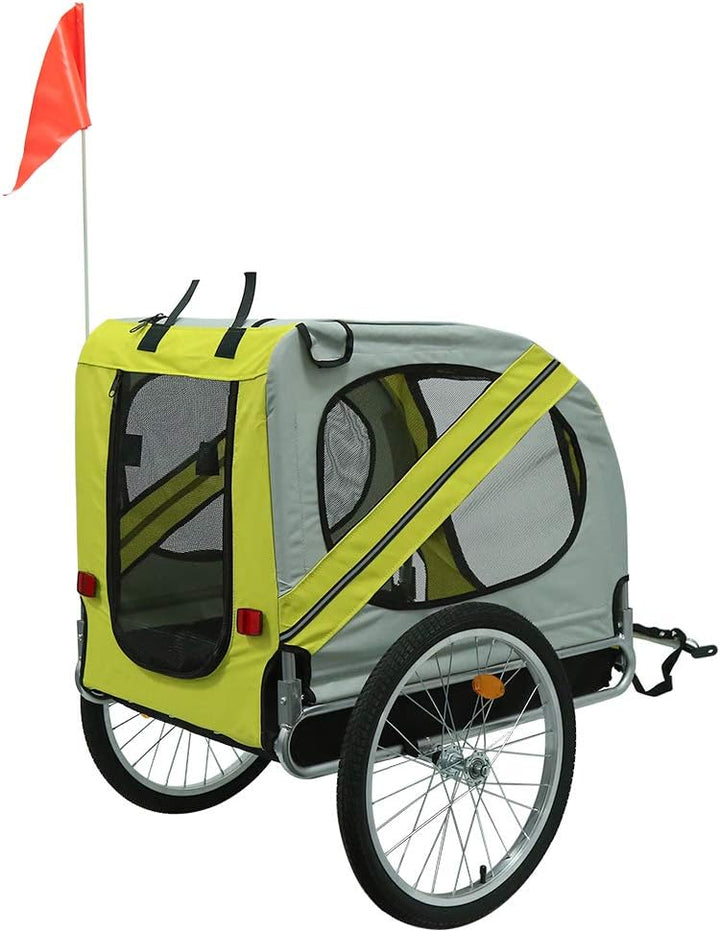 Fahrradanhänger, Fahrrad Anhänger für Hunde, Hundefahrradanhänger mit Reflektoren &amp; Lleine, Hundebug