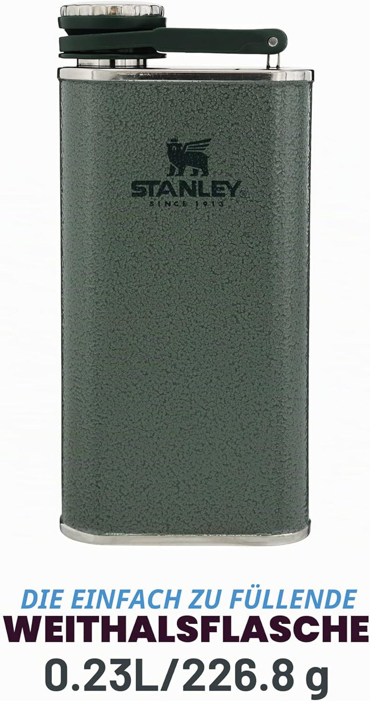 Stanley Classic Wide Mouth Flask 236 ml mit Never-Lose Kappe - Edelstahl Flachmann mit Weiter Öffnun