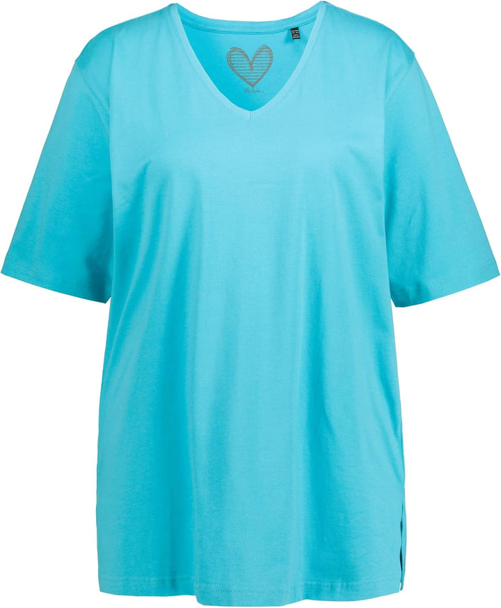 Ulla Popken Damen T-Shirt_807284 T-Shirt 42-44 Tiefes Aqua, 42-44 Tiefes Aqua