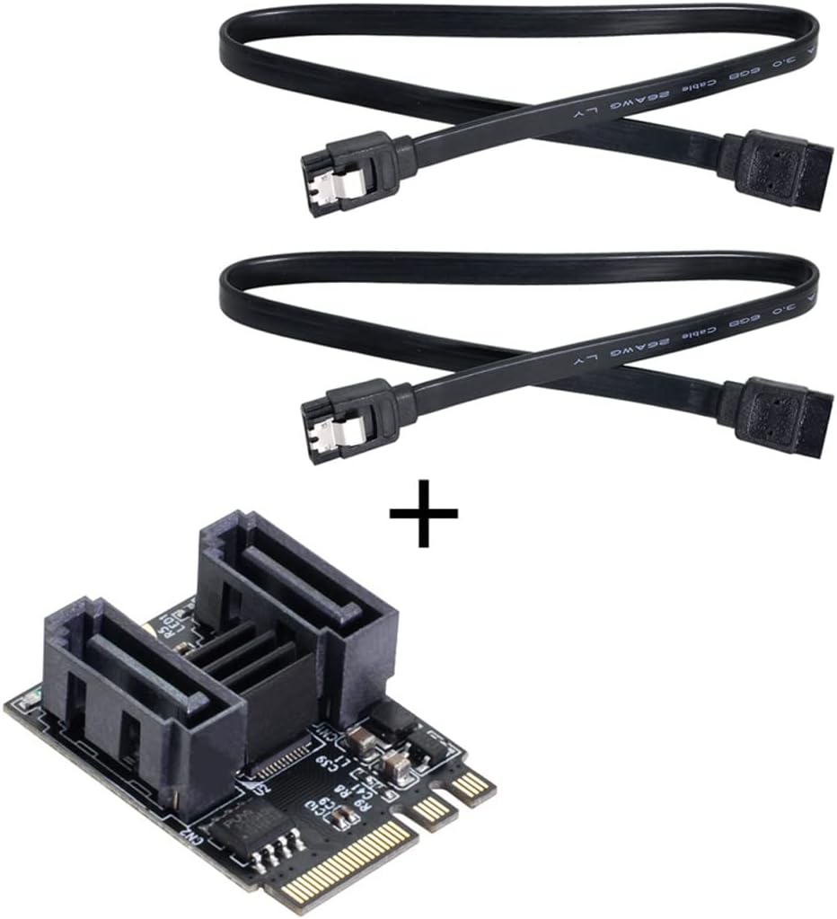 NFHK NGFF Key A+E PCI Express auf SATA 3.0 6Gbps Dual Ports Adapter Konverter Festplattenverlängerun