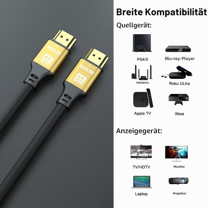 4K HDMI Kabel 10M, 4K@60Hz, 18Gbps Highspeed HDMI 2.0 Kabel, Ultra HD,Ethernet Audio Return,Video 4K