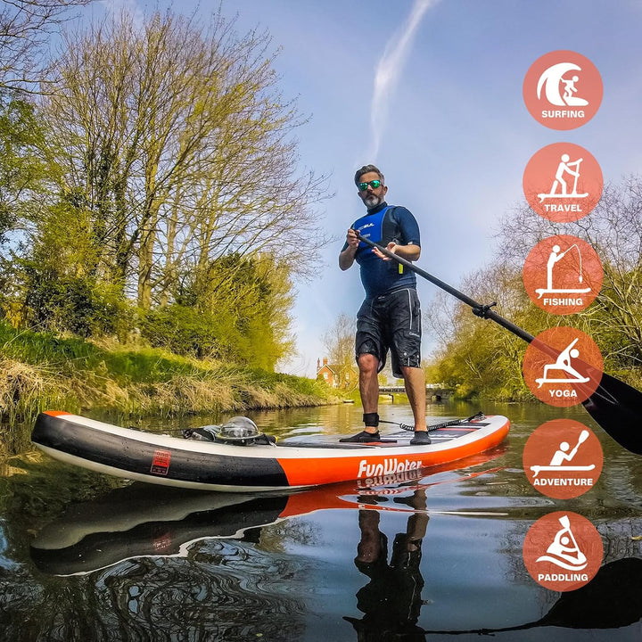 FunWater Aufblasbares Stand Up Paddle Board Surfbrett SUP Komplettes Paddleboard Zubehör Verstellbar