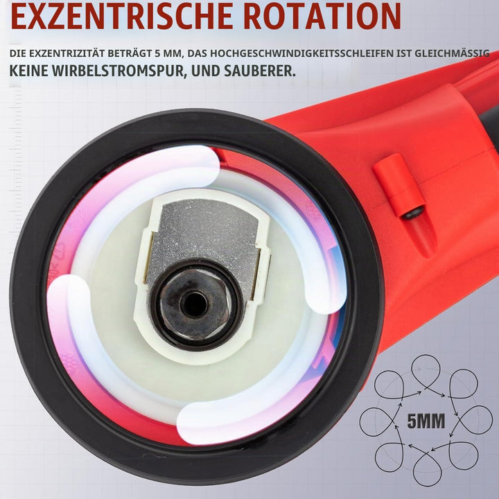 Autolock Bürstenloser Exzenterschleifer mit 125mm/150mm Schleifteller, 350W Exenterschleifmaschine,