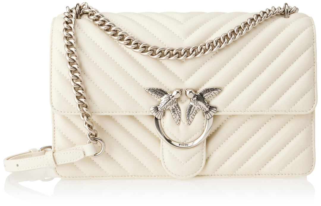 Pinko Damen Love One Classic Sheep Napp Liebe EINEN KLASSISCHEN DC-SCHAFNAPP Z14o_bianco Seta-old Si