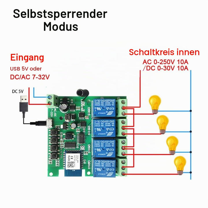 Punxasl 4 Kanal Wirelesssmart Schalter, Motorsteuerung, Trockenkontakt-Relaisschalter, RF433 MHz Tuy