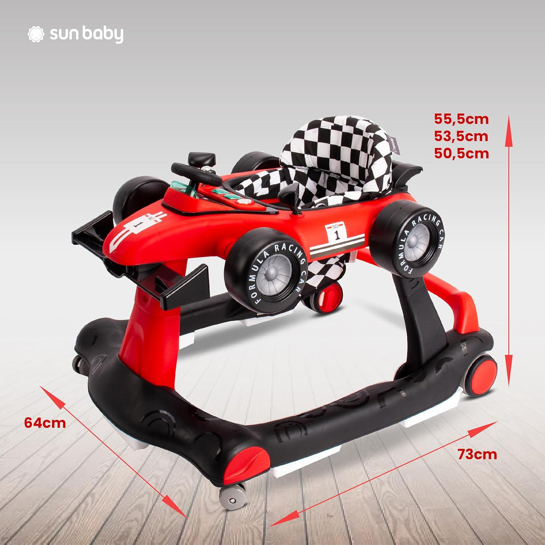 Sun Baby Lauflernhilfe Walker 3in1 mit höhenverstellbare Automotiv, Formula racing, interaktiv und f