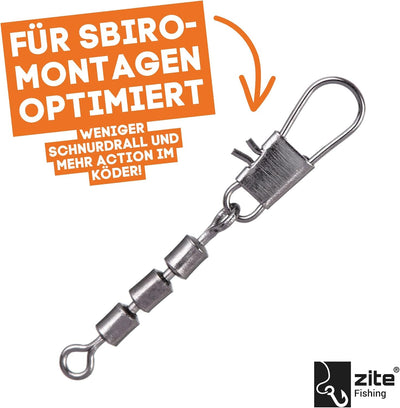 Zite Fishing Dreifach-Wirbel Sortiment 60 Stück - Inklusive praktischer Sortier-Box - Angelwirbel-Se