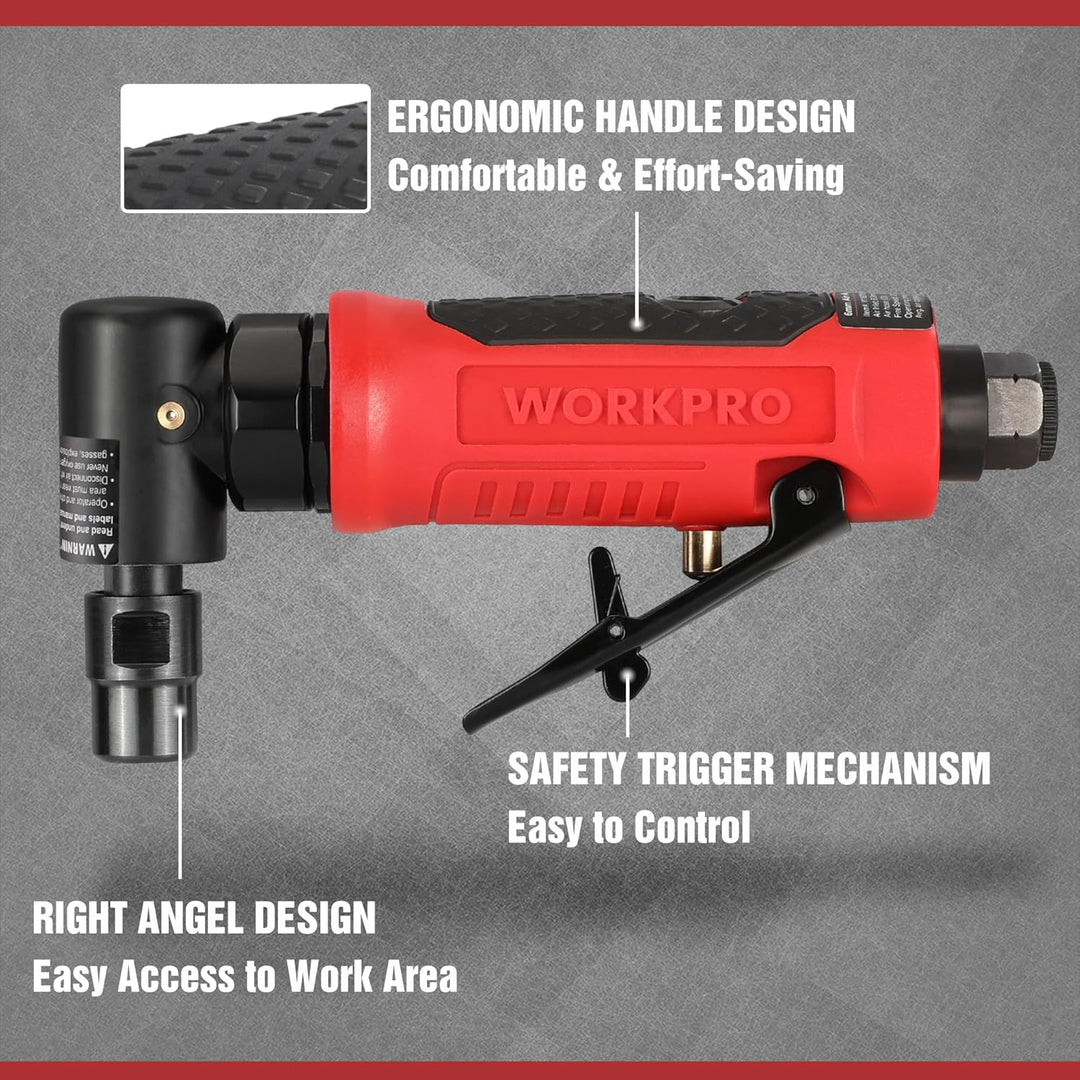 WORKPRO Druckluft Stabschleifer 90° Winkel Schleifer 1/4" (6,3mm) Druckluftschleifer, Druckluft Wink