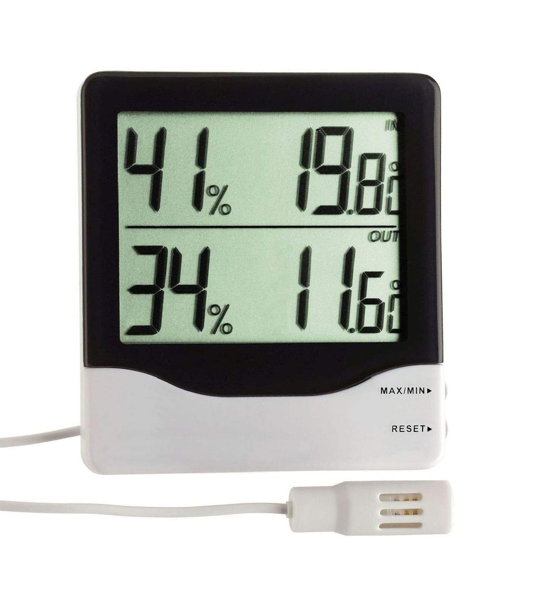 TFA Dostmann Digitales Thermo-Hygrometer für Raum- und Aussenklima, Höchst- und Tiefstwert, L 102 x