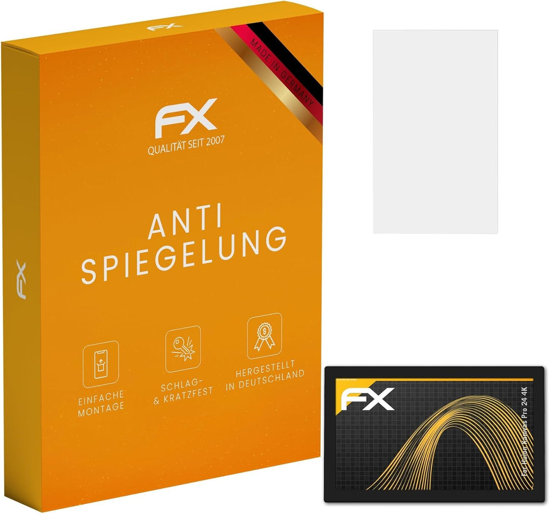 atFoliX Panzerfolie kompatibel mit Huion Kamvas Pro 24 4K Schutzfolie, entspiegelnde und stossdämpfe