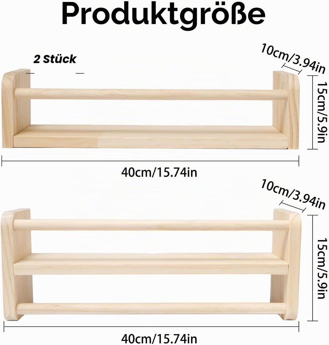 3Stück 40cm Bücherregal Kinder Wand Set Bücherregal Holz Wandregal Massiv Kiefer Schweberegale Schwe
