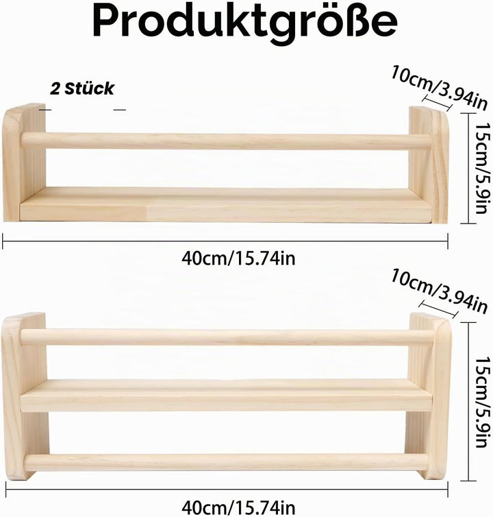 3Stück 40cm Bücherregal Kinder Wand Set Bücherregal Holz Wandregal Massiv Kiefer Schweberegale Schwe
