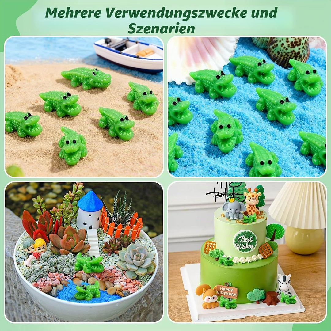 100 Stück kleine Legende Alligator-Figuren – Detaillierte Krokodil-Miniatur-Dekoration für Schreibti