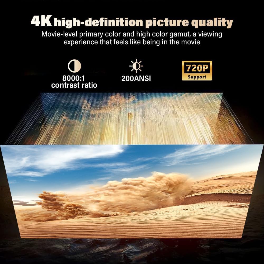 Mini Beamer mit Android 11, 720P HD Projektor, WLAN & Bluetooth, automatische Trapezkorrektur, tragb