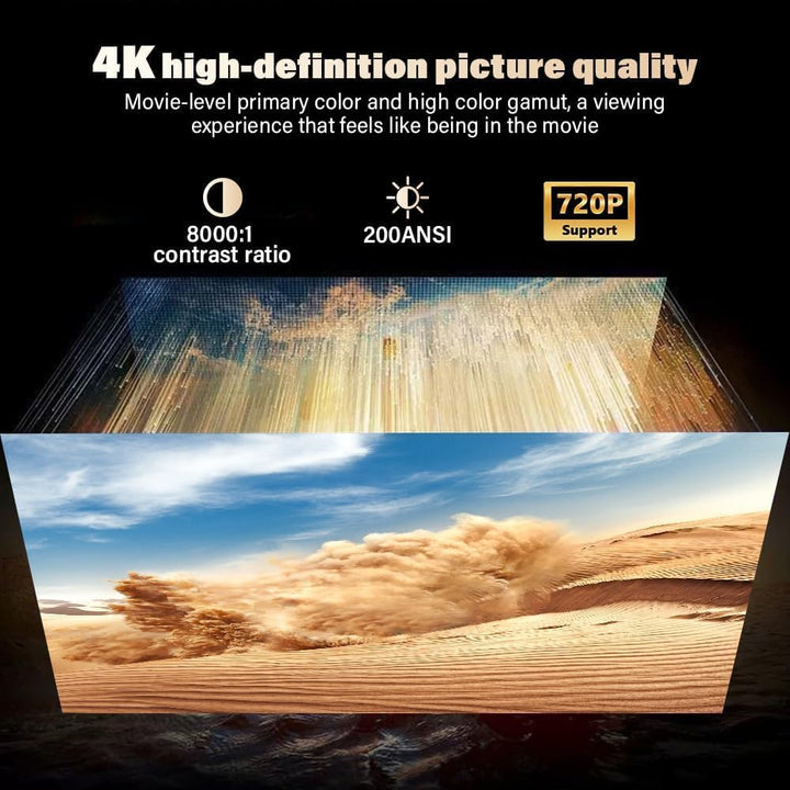 Mini Beamer mit Android 11, 720P HD Projektor, WLAN & Bluetooth, automatische Trapezkorrektur, tragb