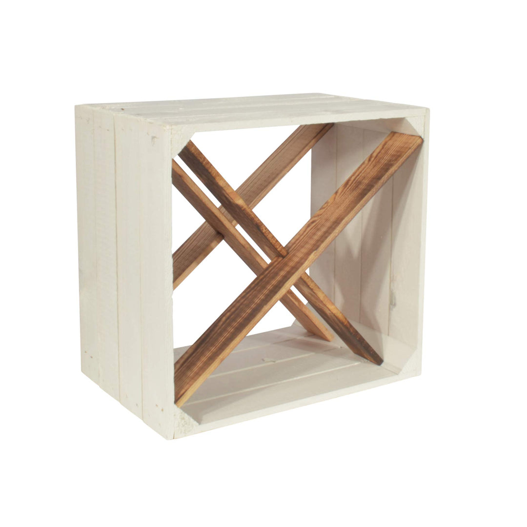 CHICCIE Weinregal Wino aus Holz - Weiss Geflammt X Regal Holzkiste 1 X
